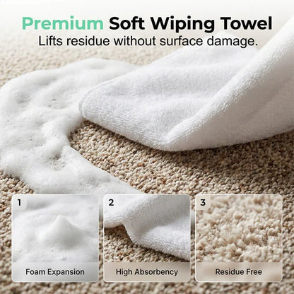 Included reusable towel for blotting and wiping treated fabric